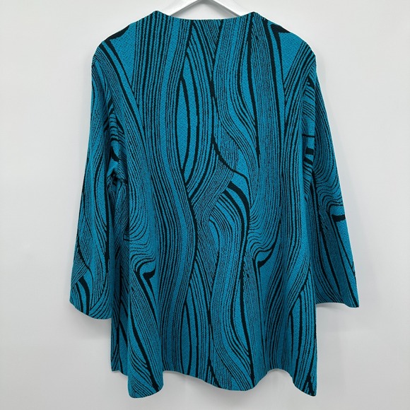 Ali Miles Jacket Top Size XL Blue Black 3/4 Sleeves Stretch Artsy Statement Boho - Picture 7 of 11